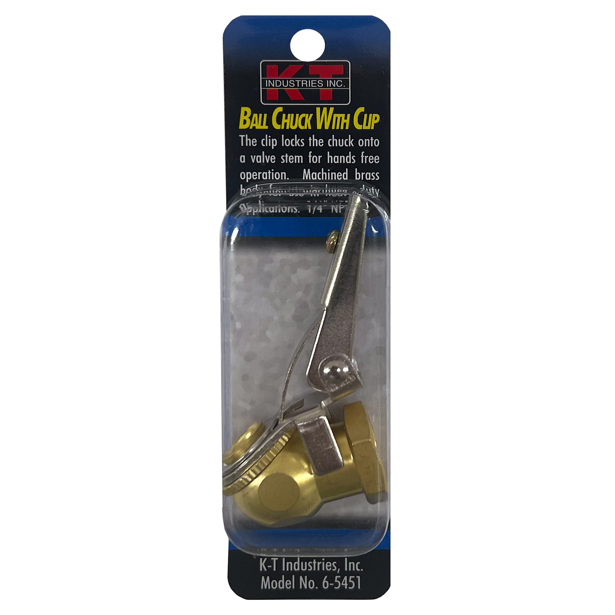 K-T Industries Female Ball Chuck with Clip — 1/4in. NPT, Machined Brass, Model# 6-5451